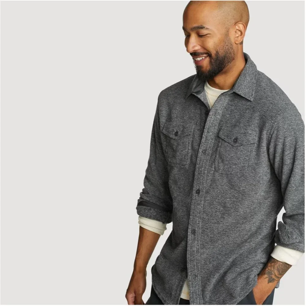 Eddie Bauer Men's Sweater Fleece Shirt Jacket Shacket Charcoal Medium NWT
